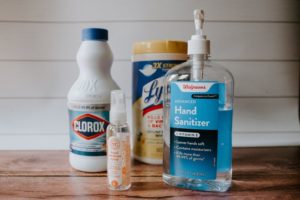 cleaning products like hand sanitizer and bleach