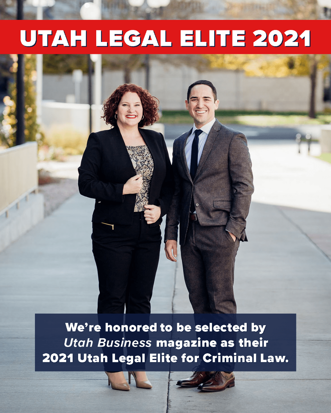 photo of team Kate Conyers and Jesse Nix with text about Utah Legal Elite